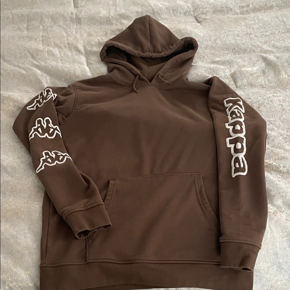 Kappa Chocolate Brown Hoodie with White Accents